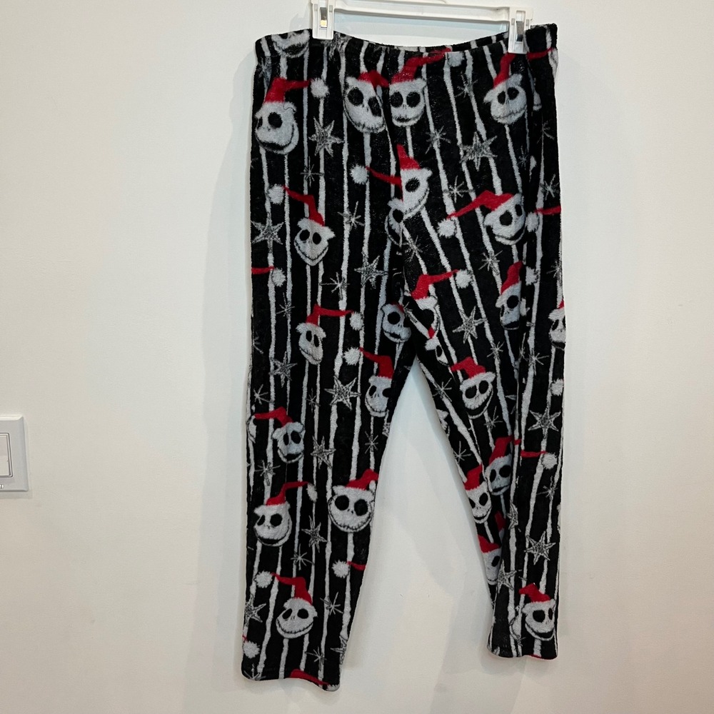Disney Jack Skellington Nightmare Before Christmas Fleece Pajama Pants XL Black